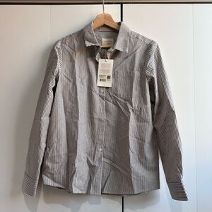 NWT Sezane Tomboy Shirt in Ecru/blue stripe